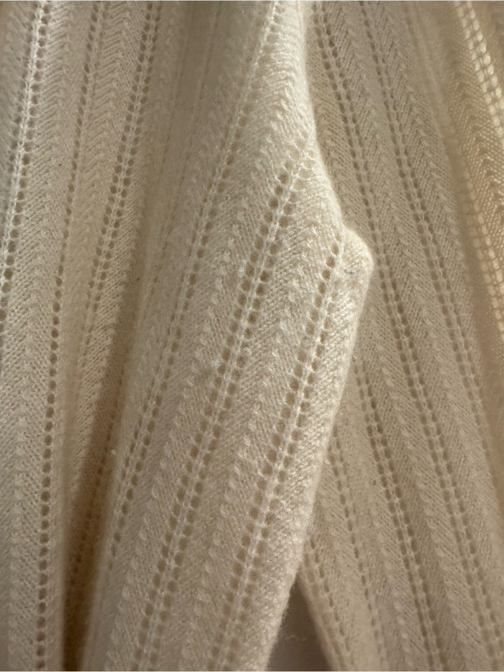 Anthropologie Cream Cashmere Ruffle-Trim Knit Sweater – Medium - Picture 3 of 6